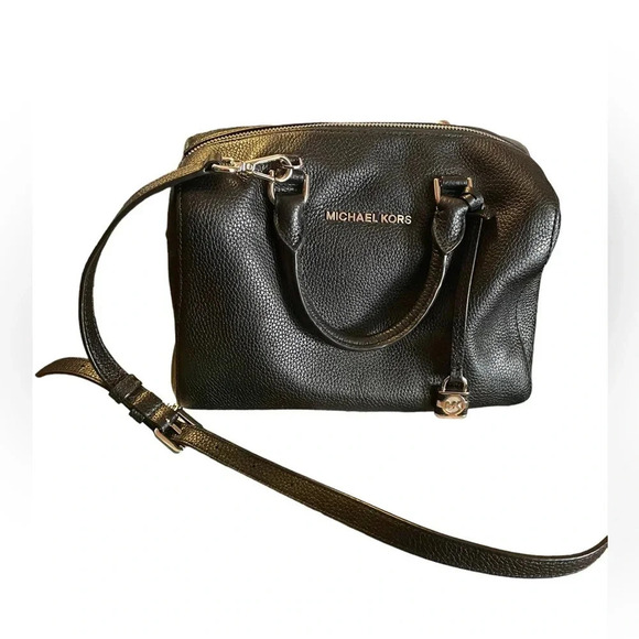 MICHAEL KORS PEBBLED LEATHER SATCHEL CROSSBODY BAG